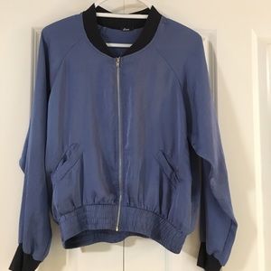 Lisakai Blue Light Weight Silky Bomber Jacket